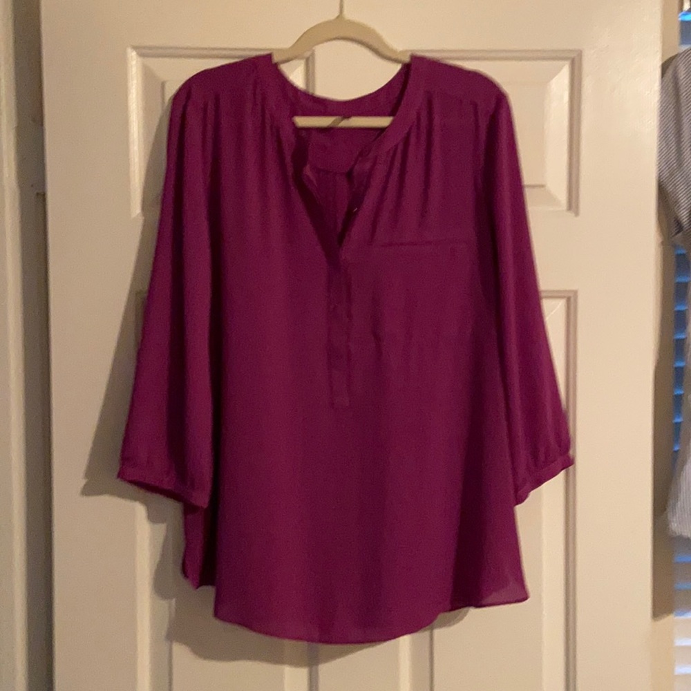 NYJD Purple Blouse - 3/4 length sleeve XL
